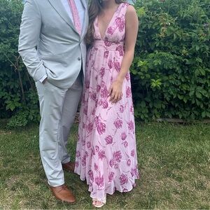 Lulus Size XS Pink Floral Maxi Dress